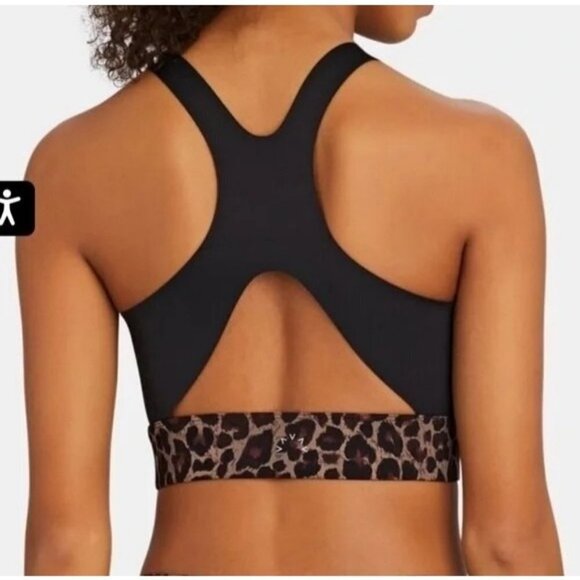 Varley Sherman Leopard Print Longline Racerback Sports Bra Size XS Mob Wife - Picture 2 of 6